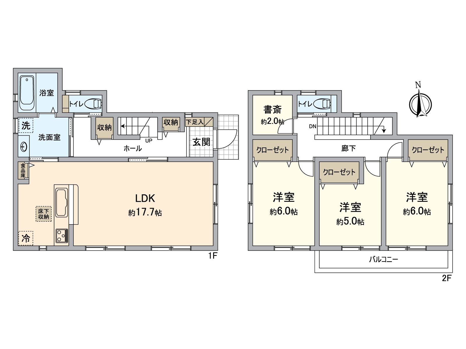 [房型图]建筑面积约95平米的3SLDK