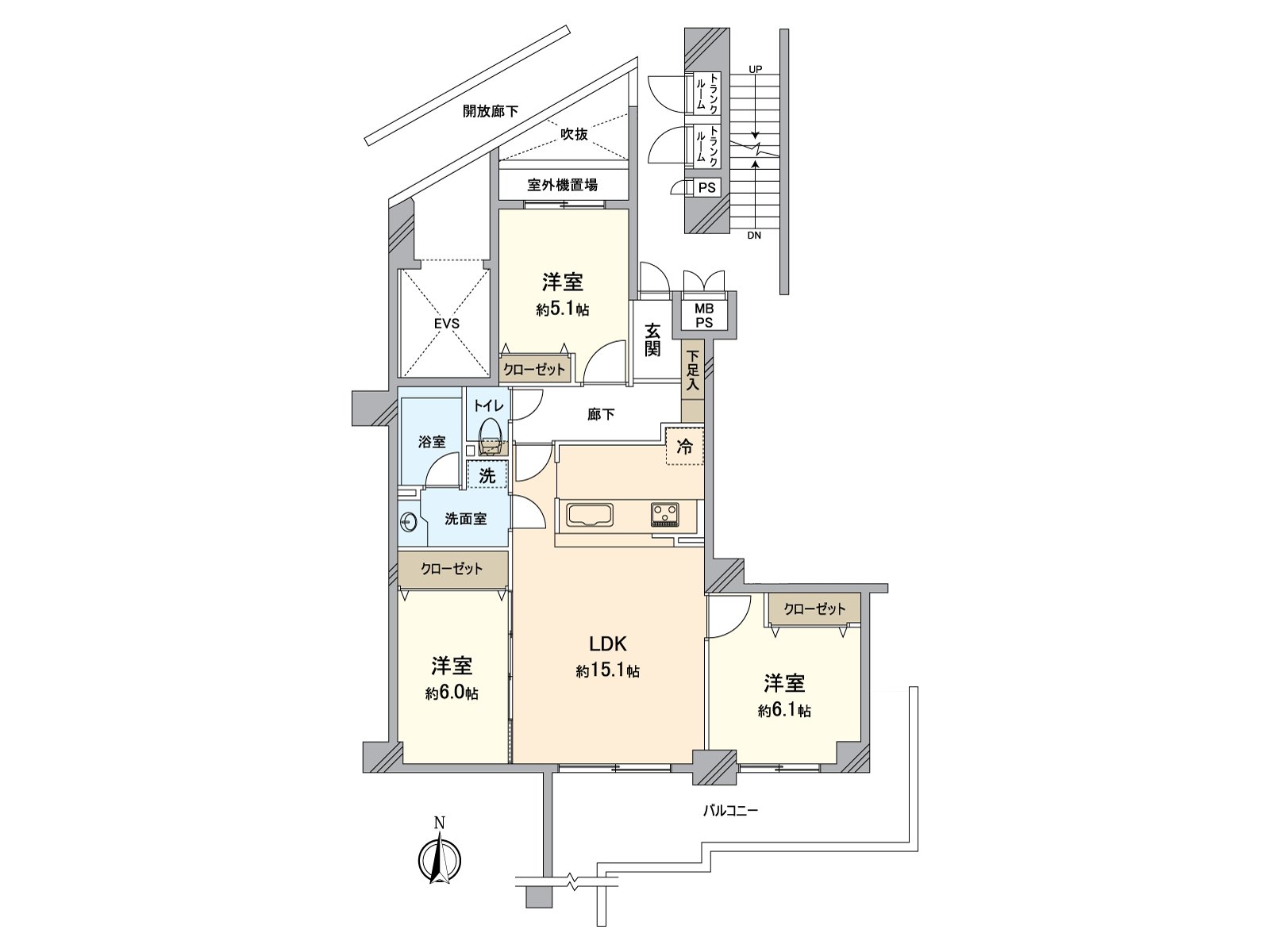 [floor plan] 3LDK of the Facing South