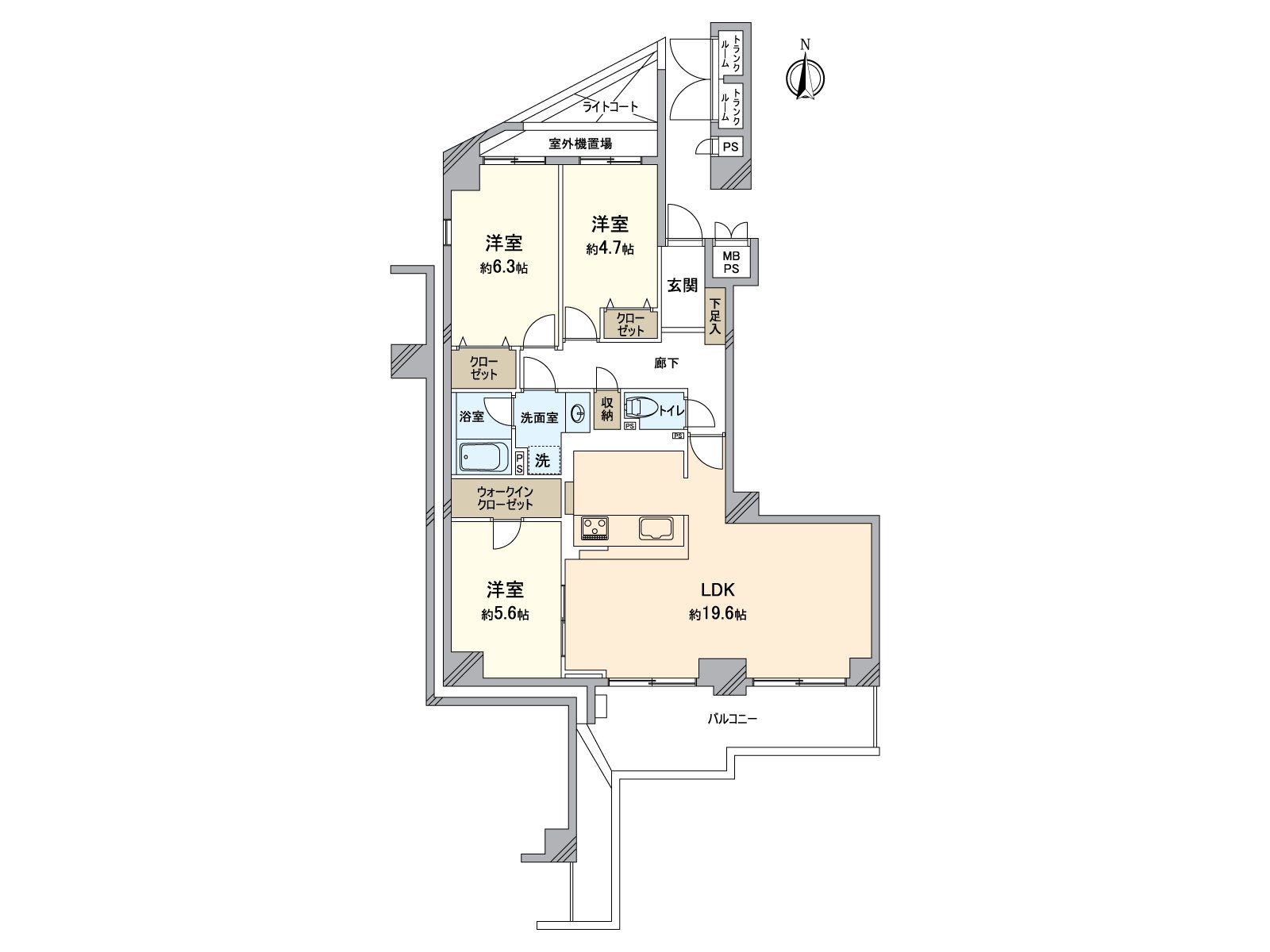 [房型图]进行房型变更，从曾作为分售时候走廊部分的地方不仅客厅面积而且下来。