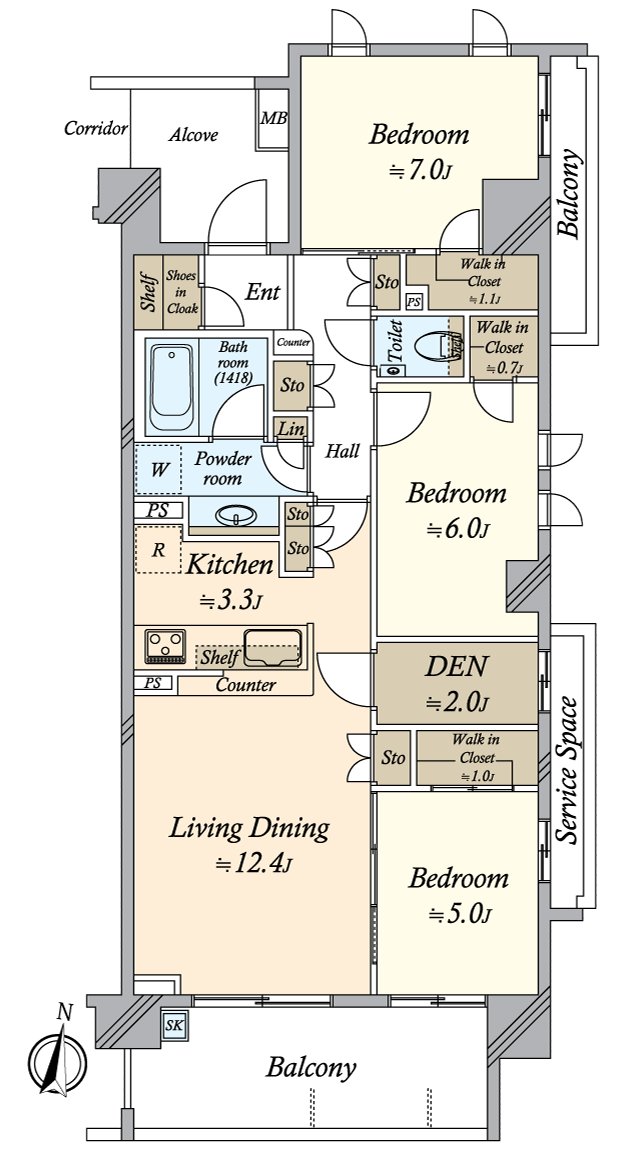 [floor plan] 3LDK of 80.69 square meters of exclusive area