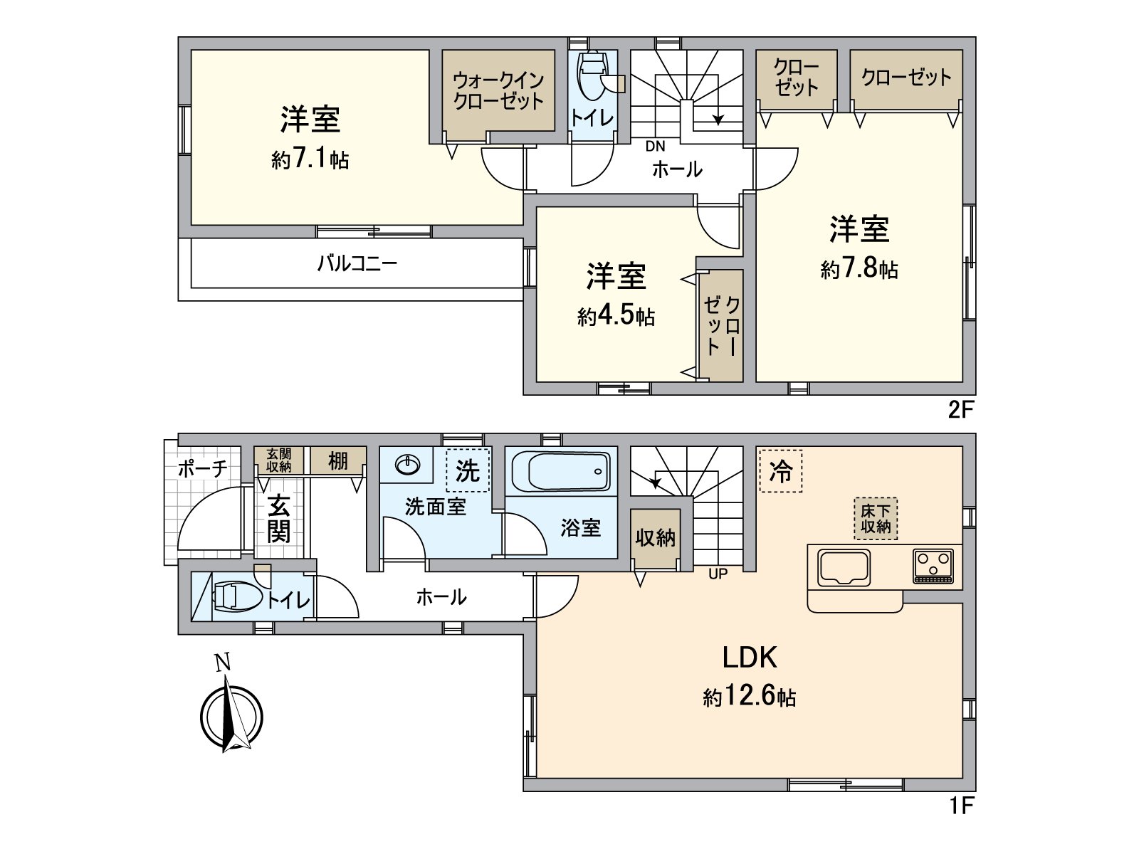 [房型图]建筑面积87.48平米(约26.46坪)的3LDK