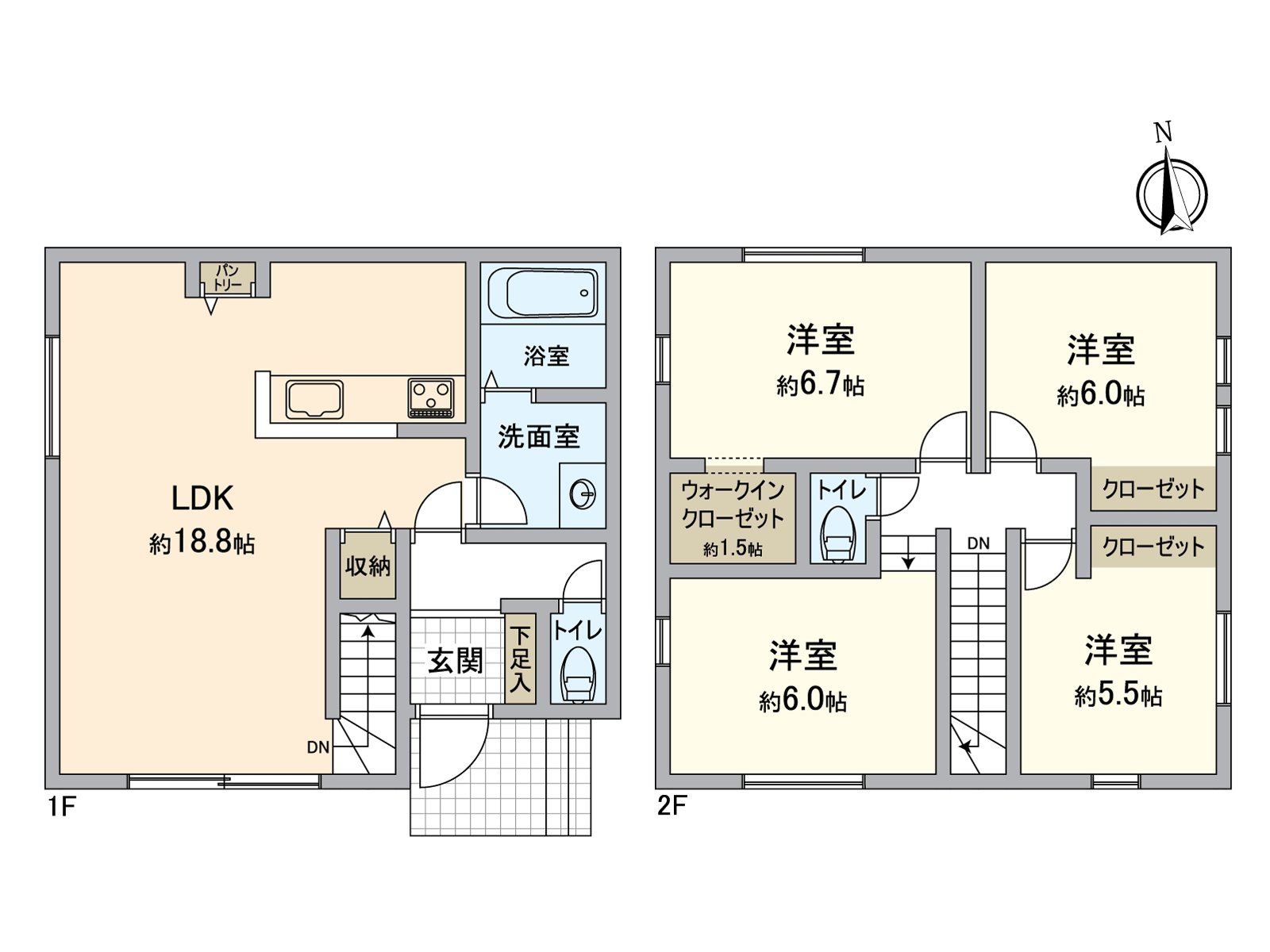 [房型图]建筑面积96.88平米(约29.3坪)的4LDK