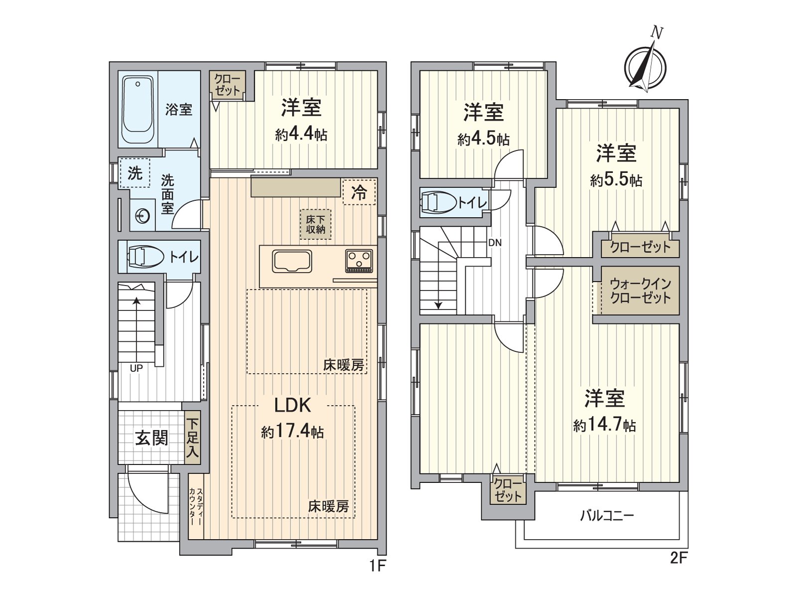 [平面圖]建築面積102.93平方公尺(約31.13坪)的4LDK