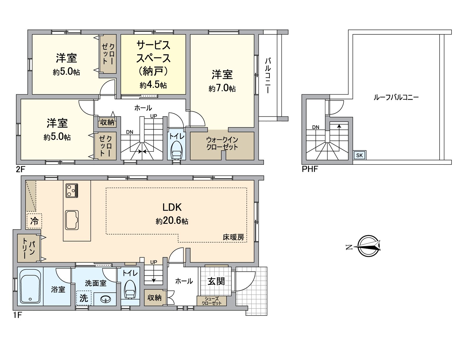 [floor plan] 3SLDK of 102.68 square meters of total floor area (about 31.06 tsubo)