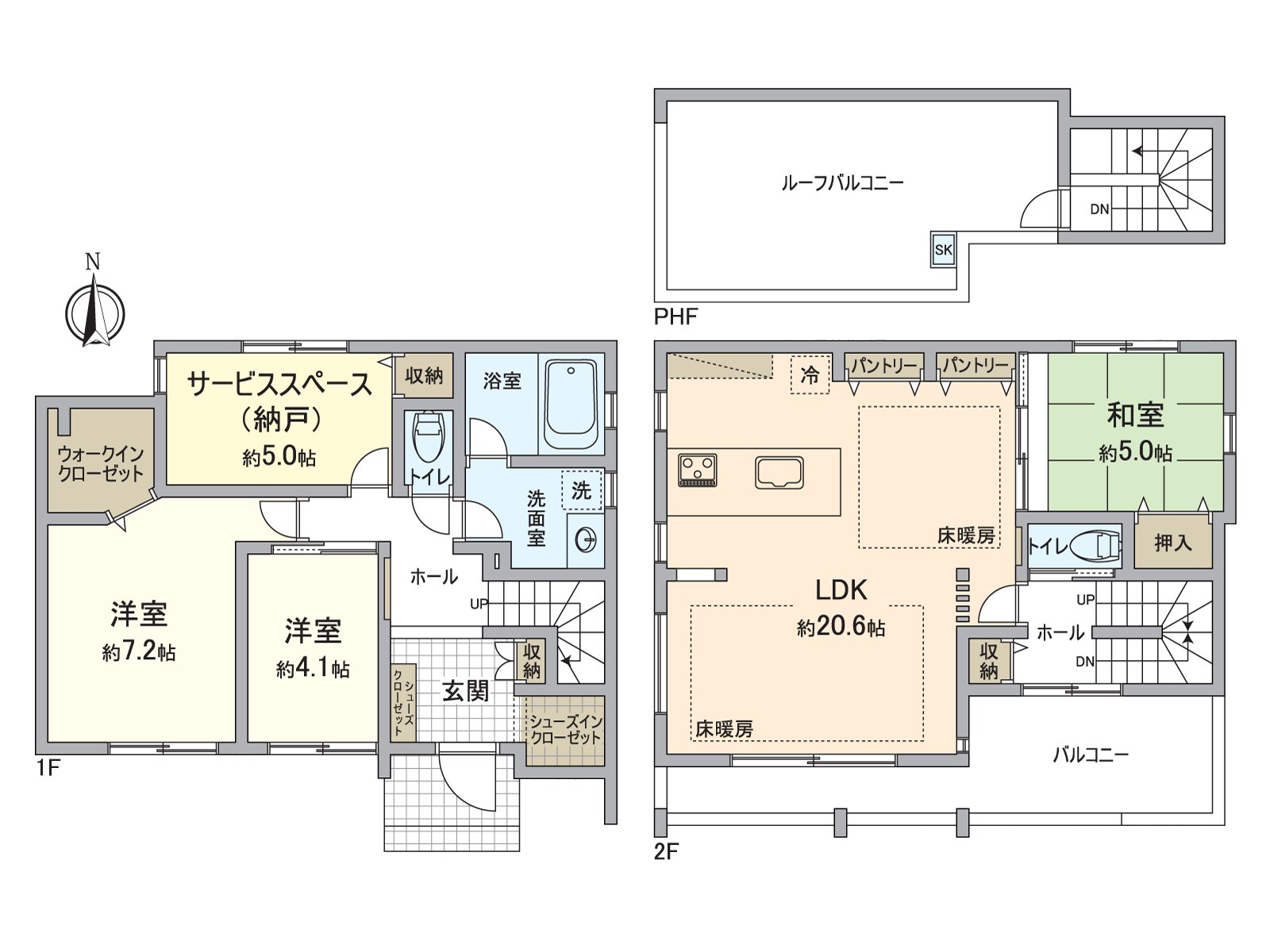 [房型图]建筑面积105.57平米(约31.93坪)的3SLDK