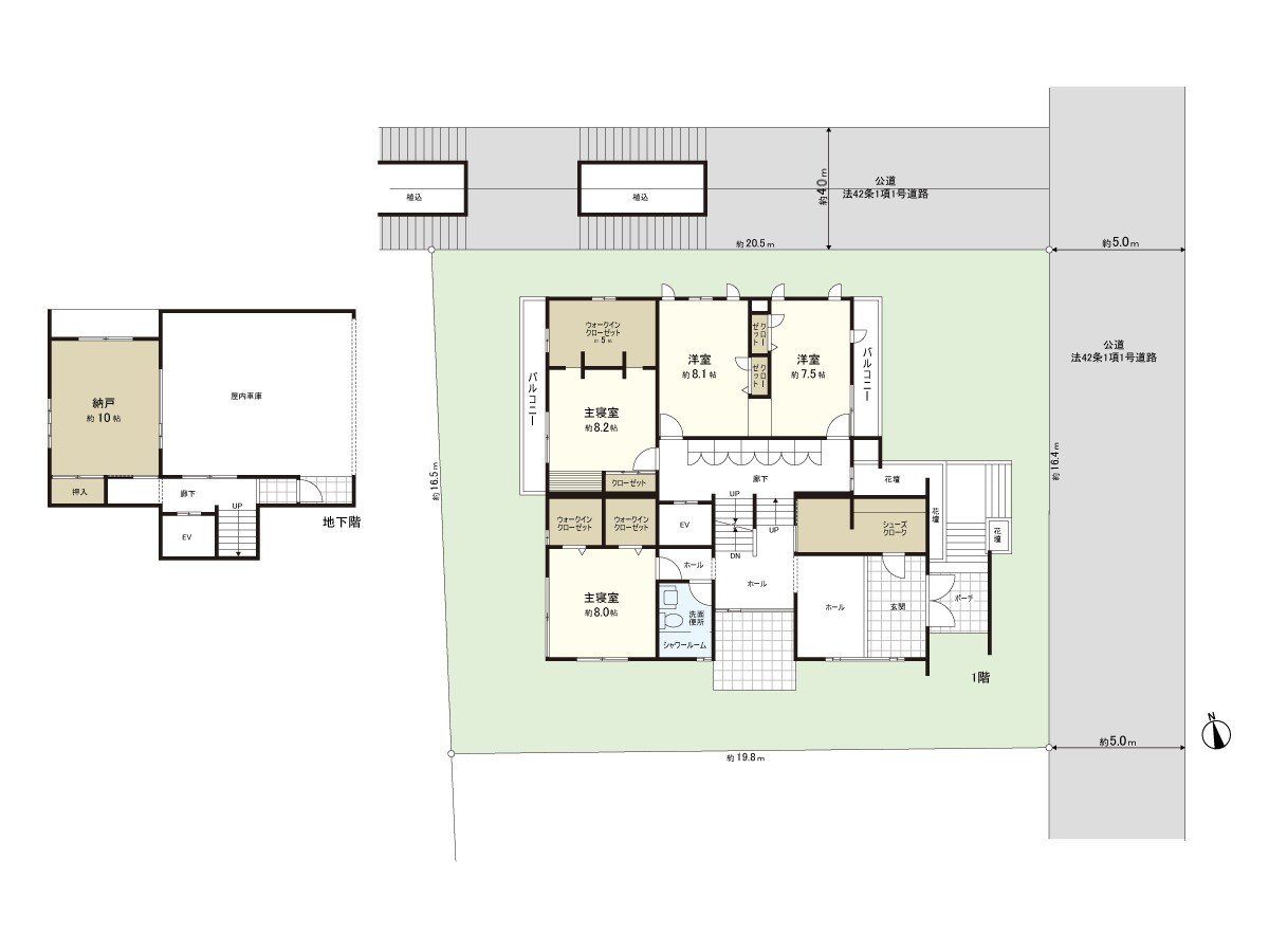 平面圖(地下1樓和1樓)