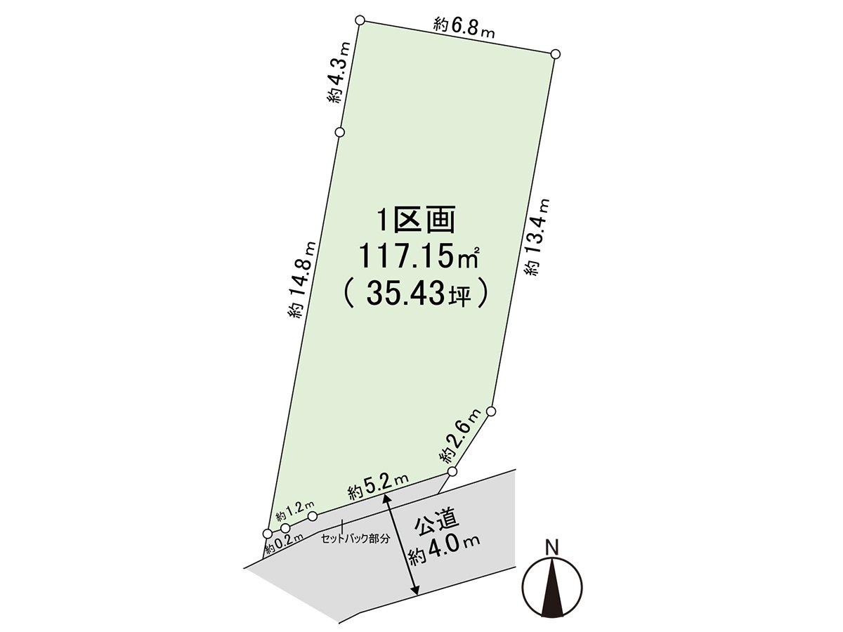 Land area: 117.15 square meters/Building Coverage Ratio (BCR): 150% of 60%/Floor-Area Ratio (FAR)