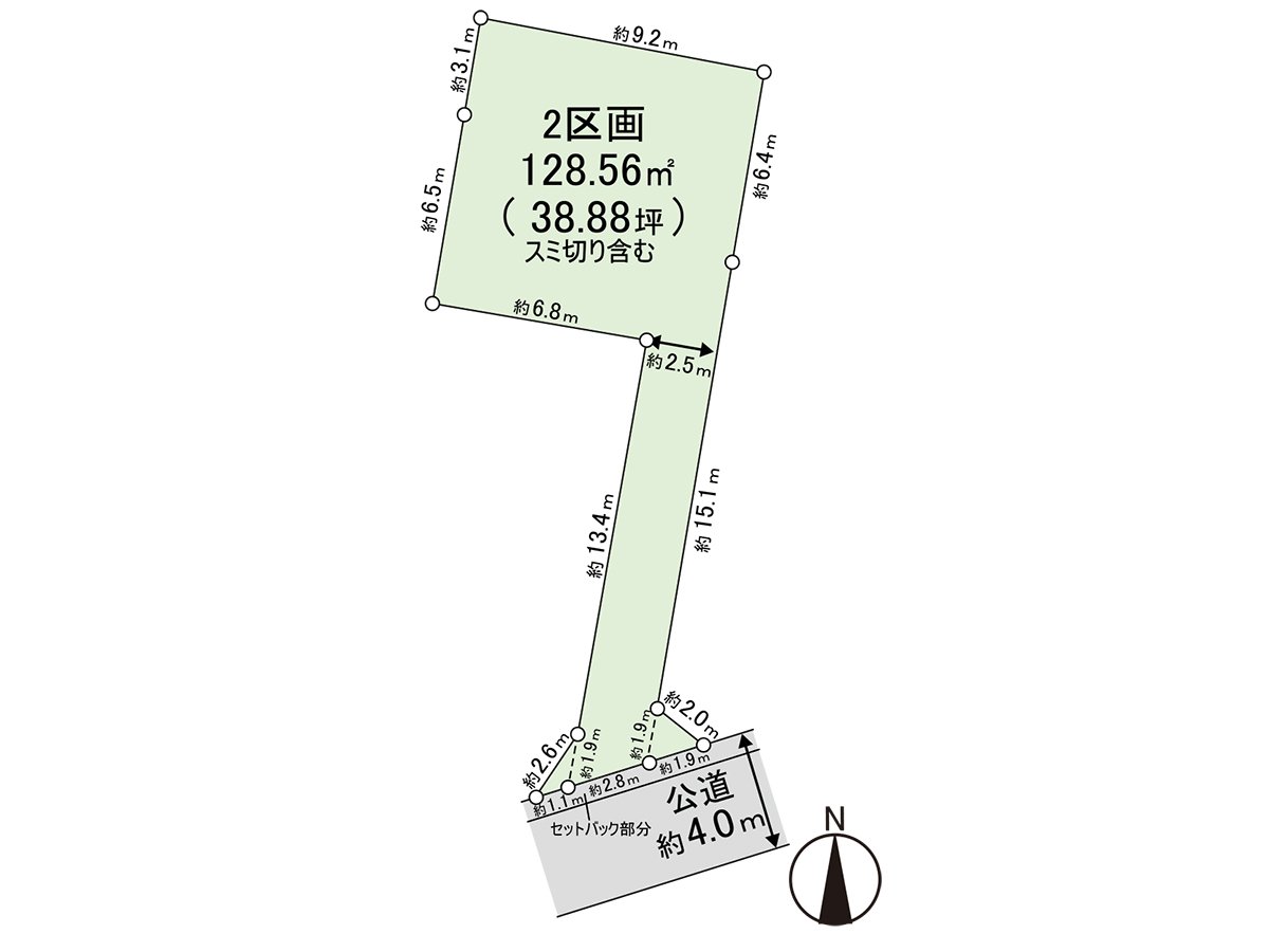 土地面積：128.56平方公尺/建築面積比：60%/容積率：150%