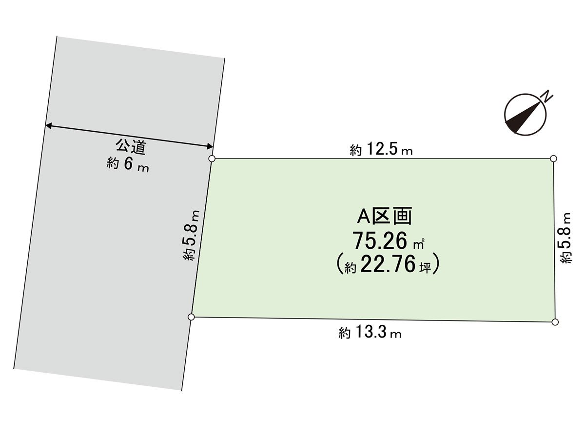Land area: 75.26 square meters (about 22.76 tsubo) of/Building Coverage Ratio (BCR): 60%/Floor-Area Ratio (FAR): 200%