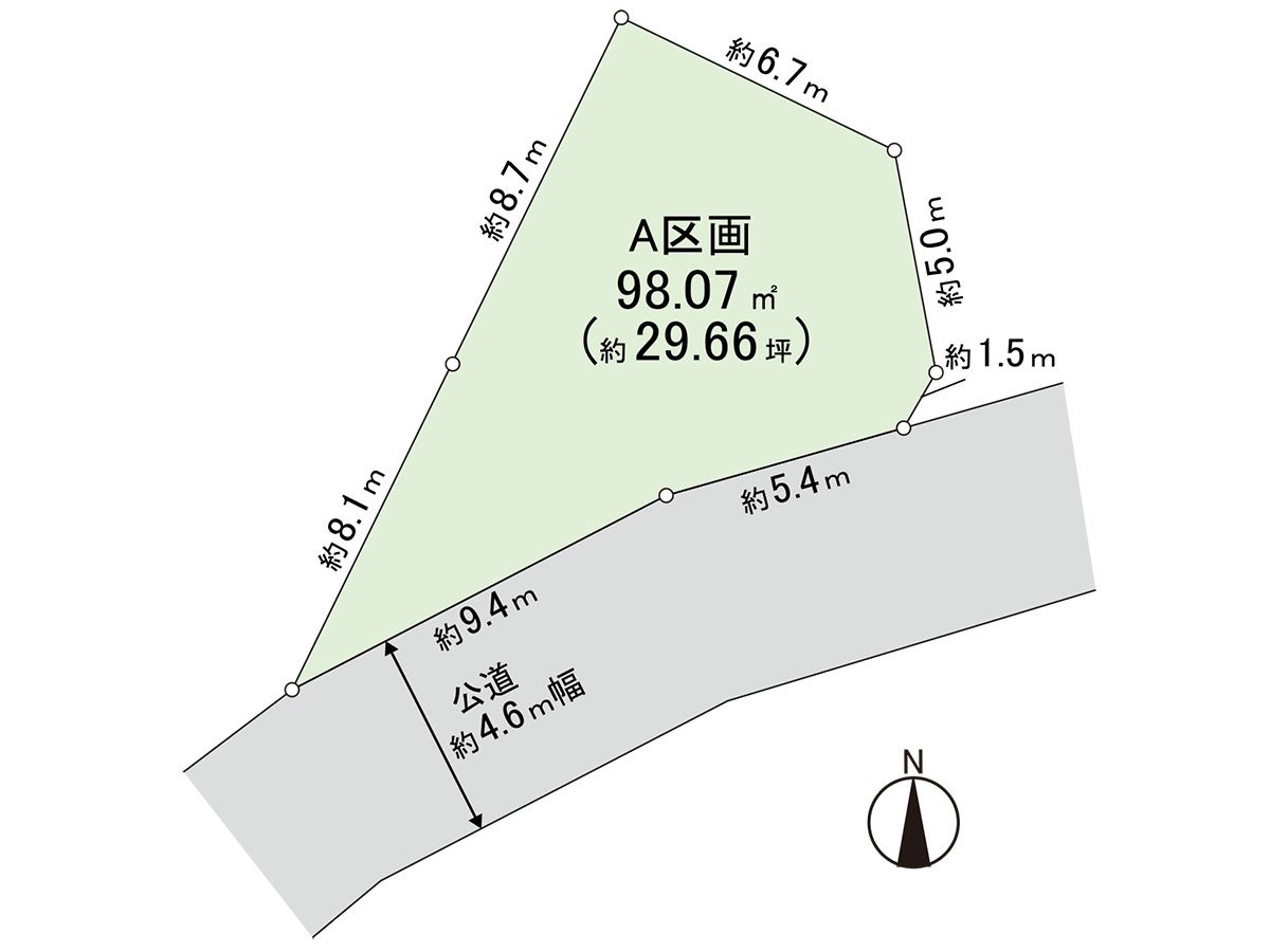 A division, plottage 98.07 square meters (about 29.66 tsubo).