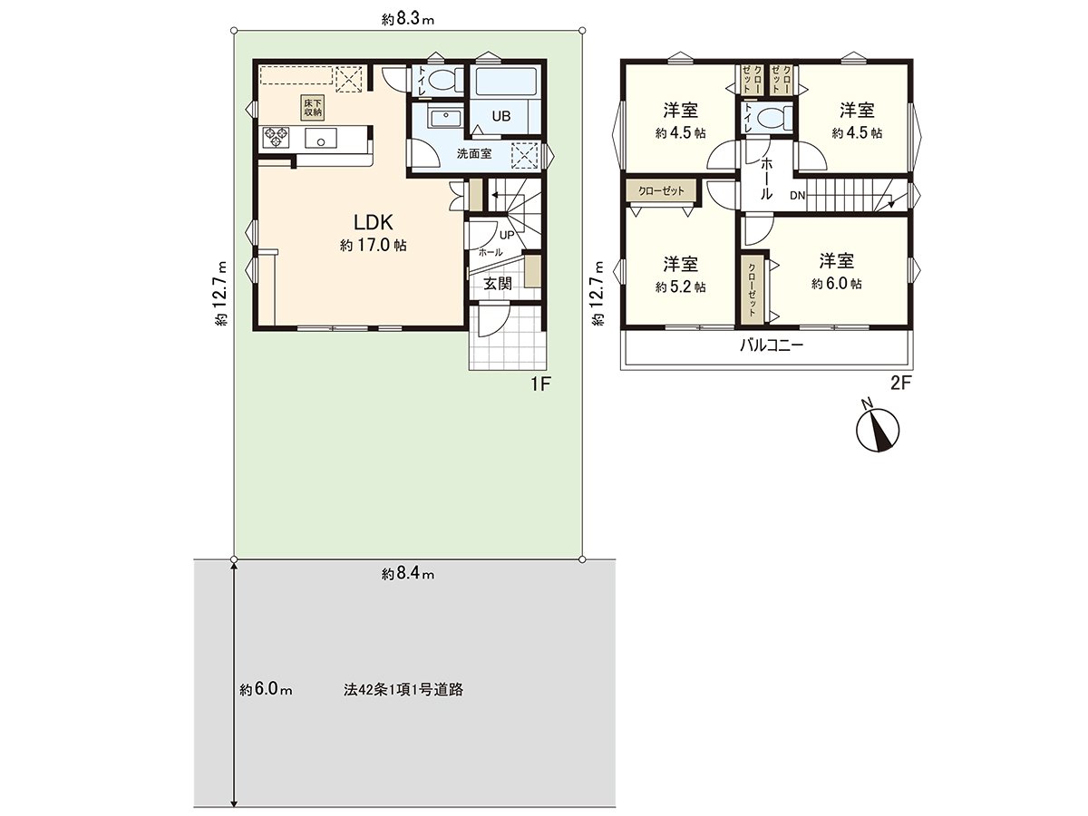 土地面積107.39平方公尺，建築面積85.88平方公尺，4LDK的住在。