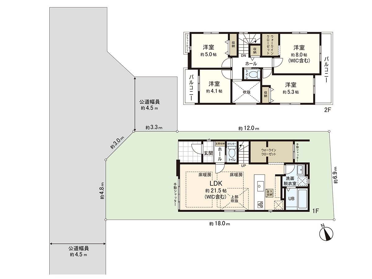 是土地面積121.70平方公尺，建築面積97.12平方公尺，4LDK的新建透天房。