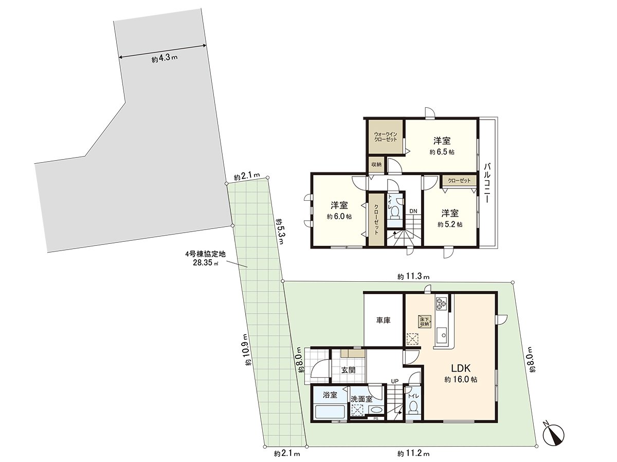 It is 118.49 square meters of Land area, Newly-Built Detached House of total floor area 93.84 square meters 3LDK+WIC.