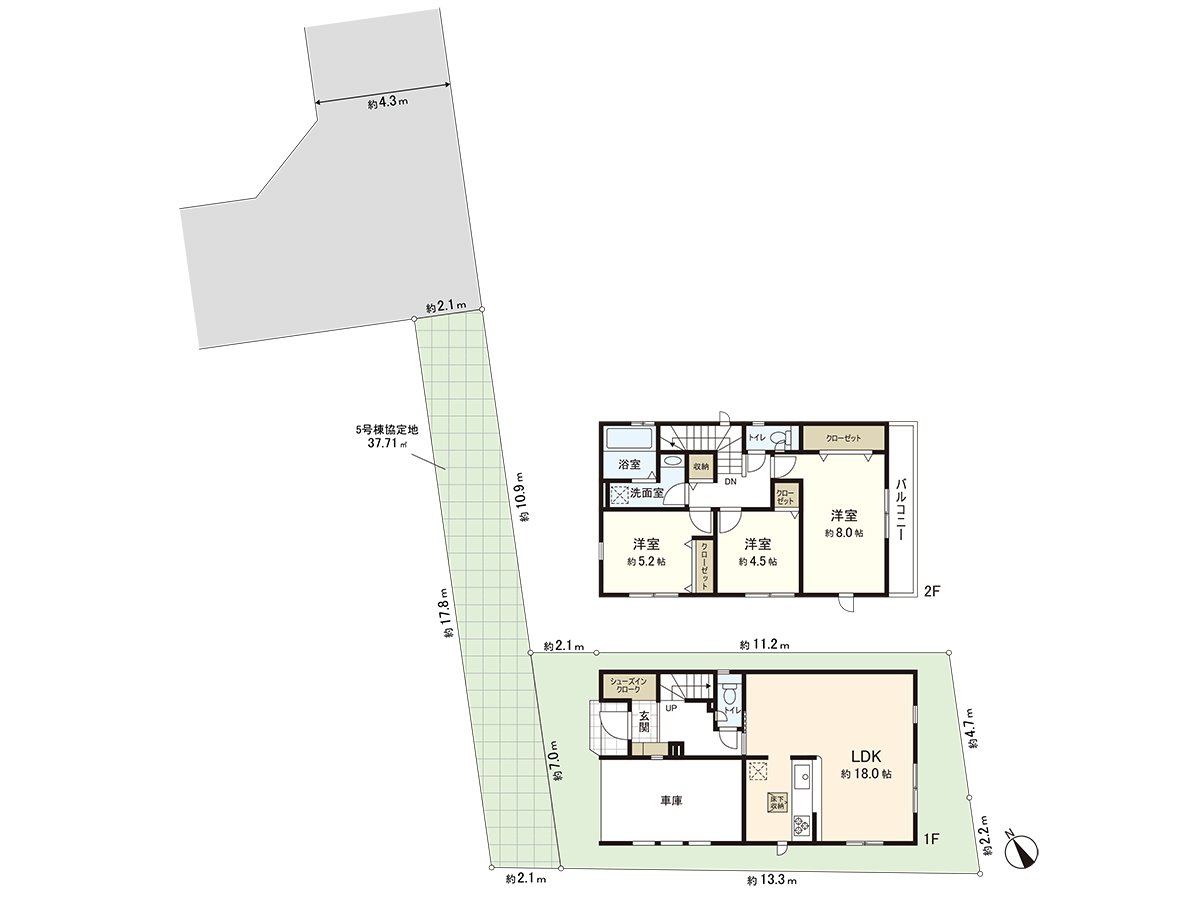 是土地面積131.14平方公尺，建築面積102.67平方公尺，3LDK+SIC的新建透天房。