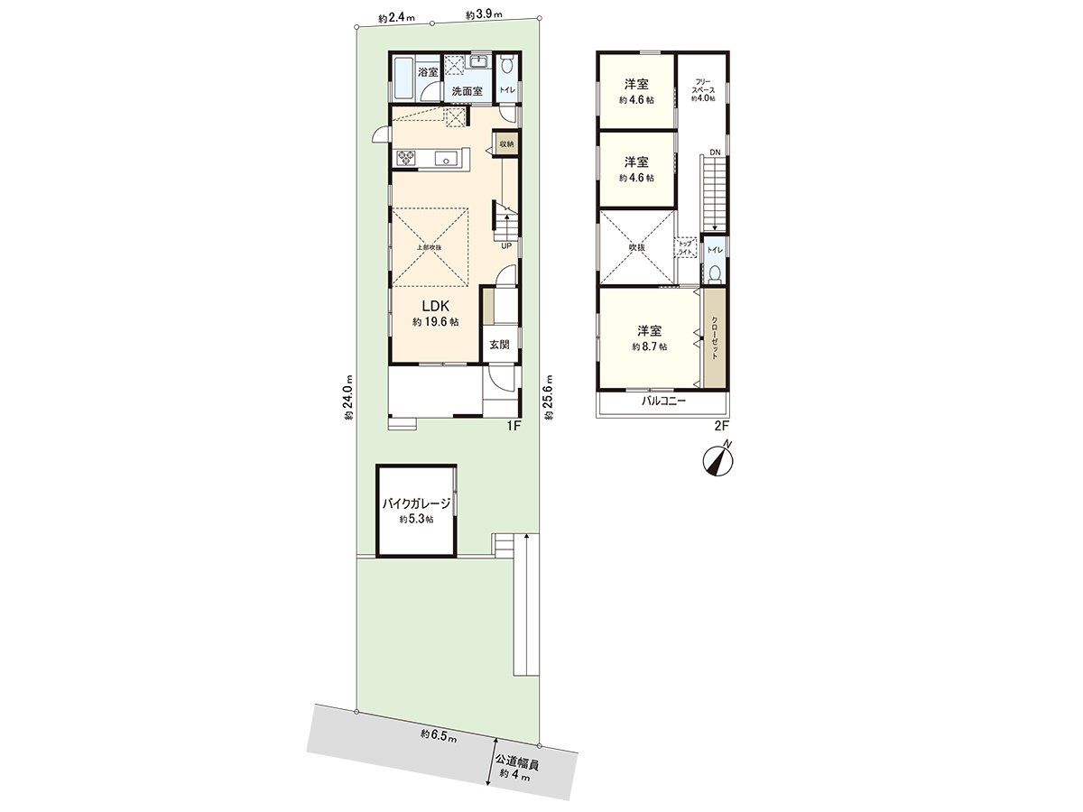 It is 159.41 square meters of Land area, total floor area 101.85 square meters, Newly-Built Detached House of 3LDK. ※There are etc., motorcycle garage 8.69 square meters