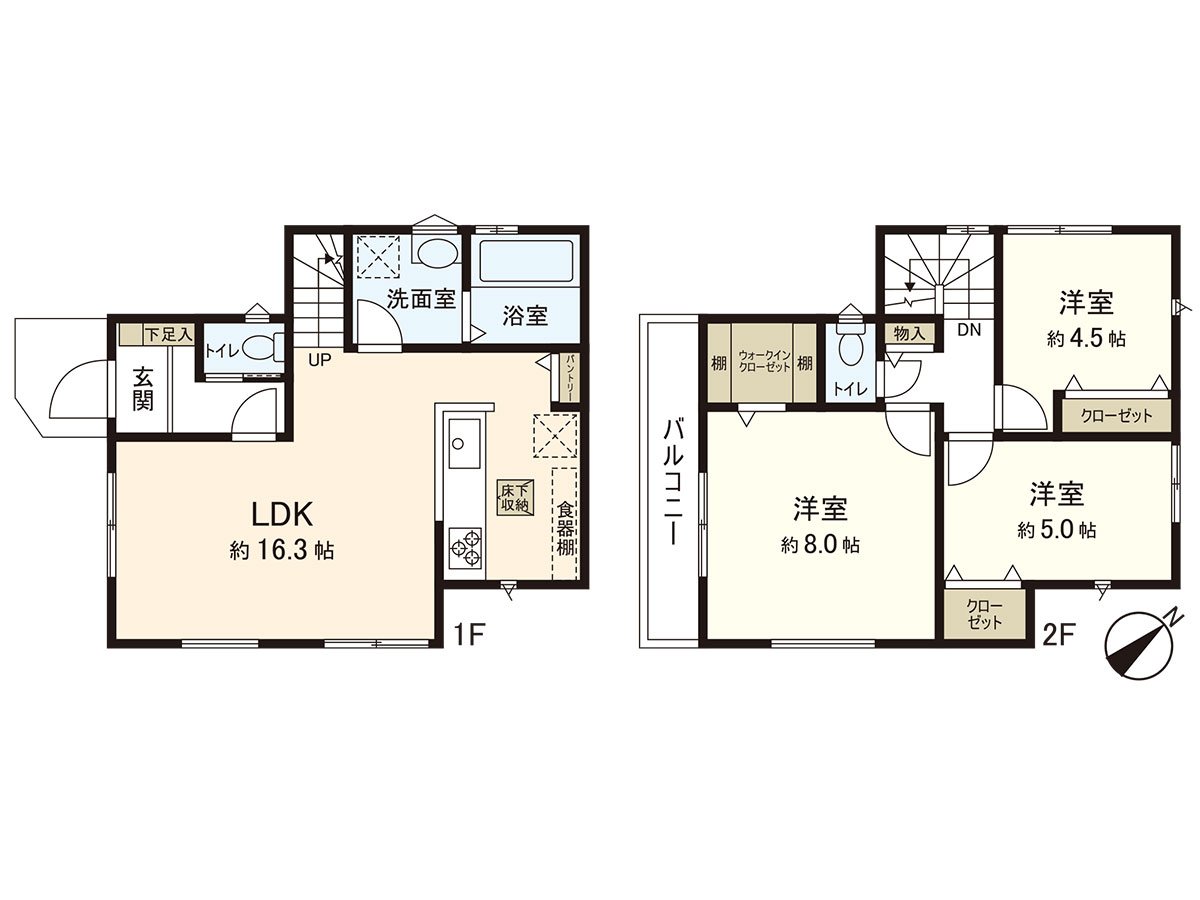 Of 101.83 square meters of Land area, Total floor area 81.14 square meters, 3LDK+WIC+ pantry live.