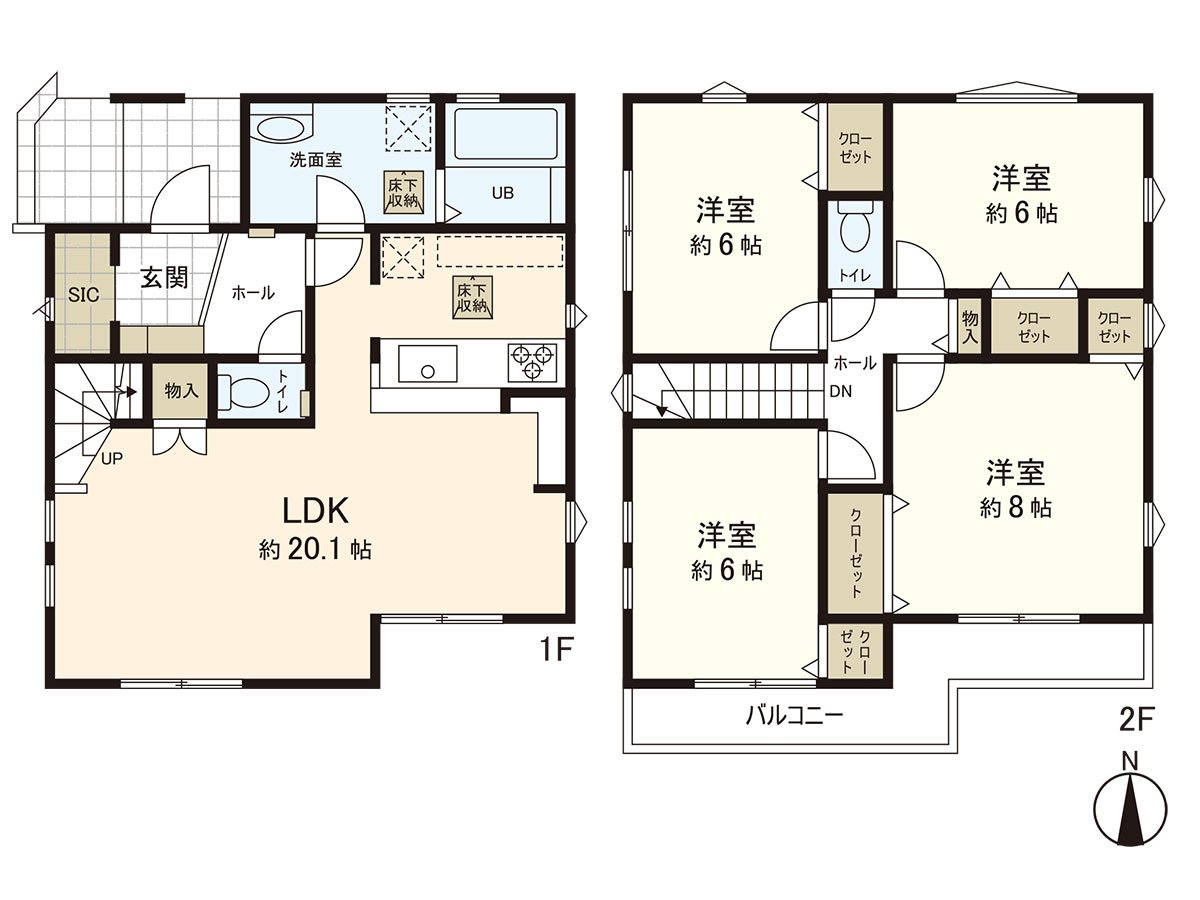 Of 120.42 square meters of Land area, Total floor area 108.48 square meters, 4LDK+SIC live.
