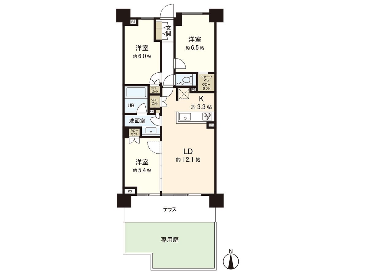 实际使用面积：71.53平米/房型：3LDK+WIC