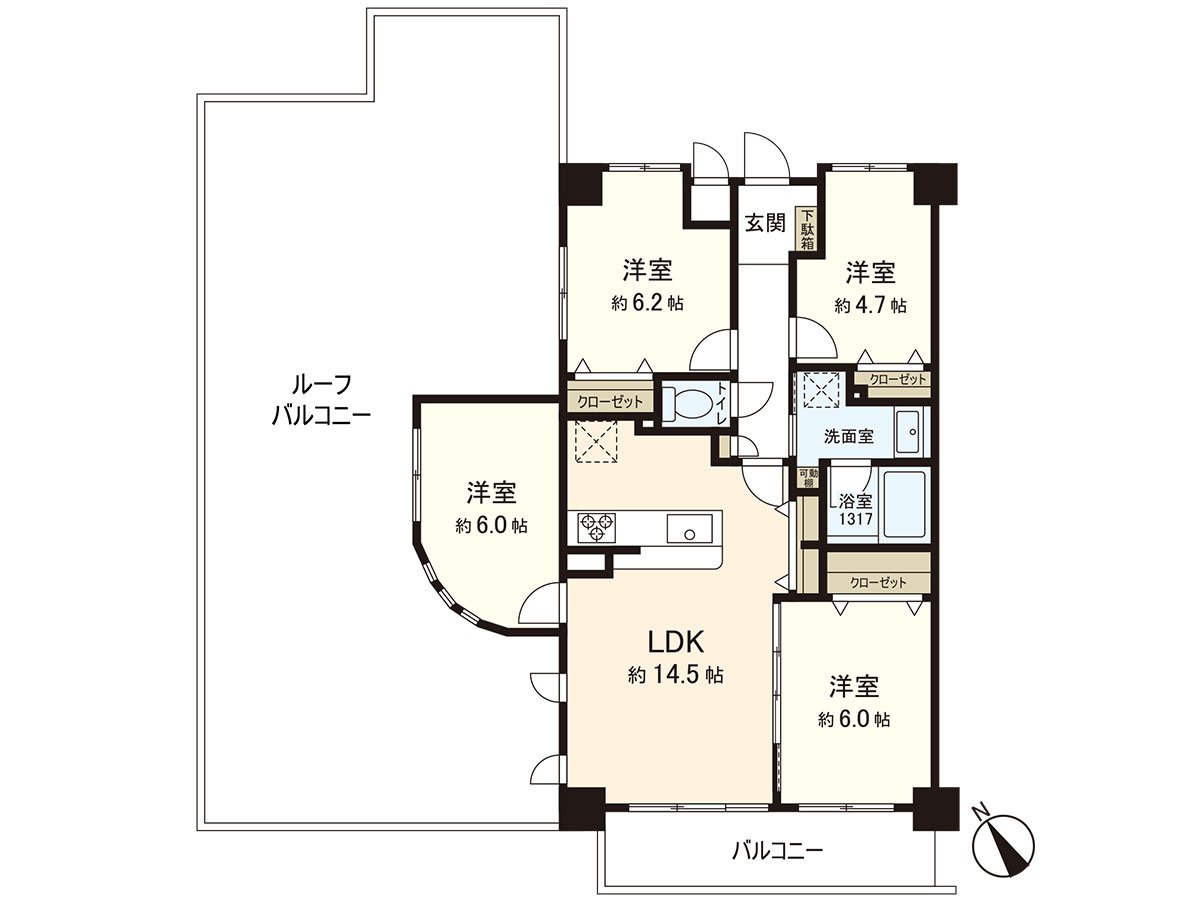 Exclusive area: 78.87 square meters (about 23.85 tsubo) of/Plan: 4LDK