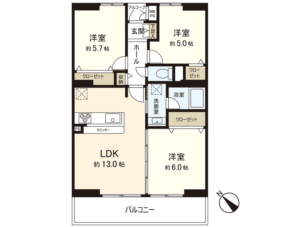 Exclusive area: 66.28 square meters/ken collecting: 3LDK