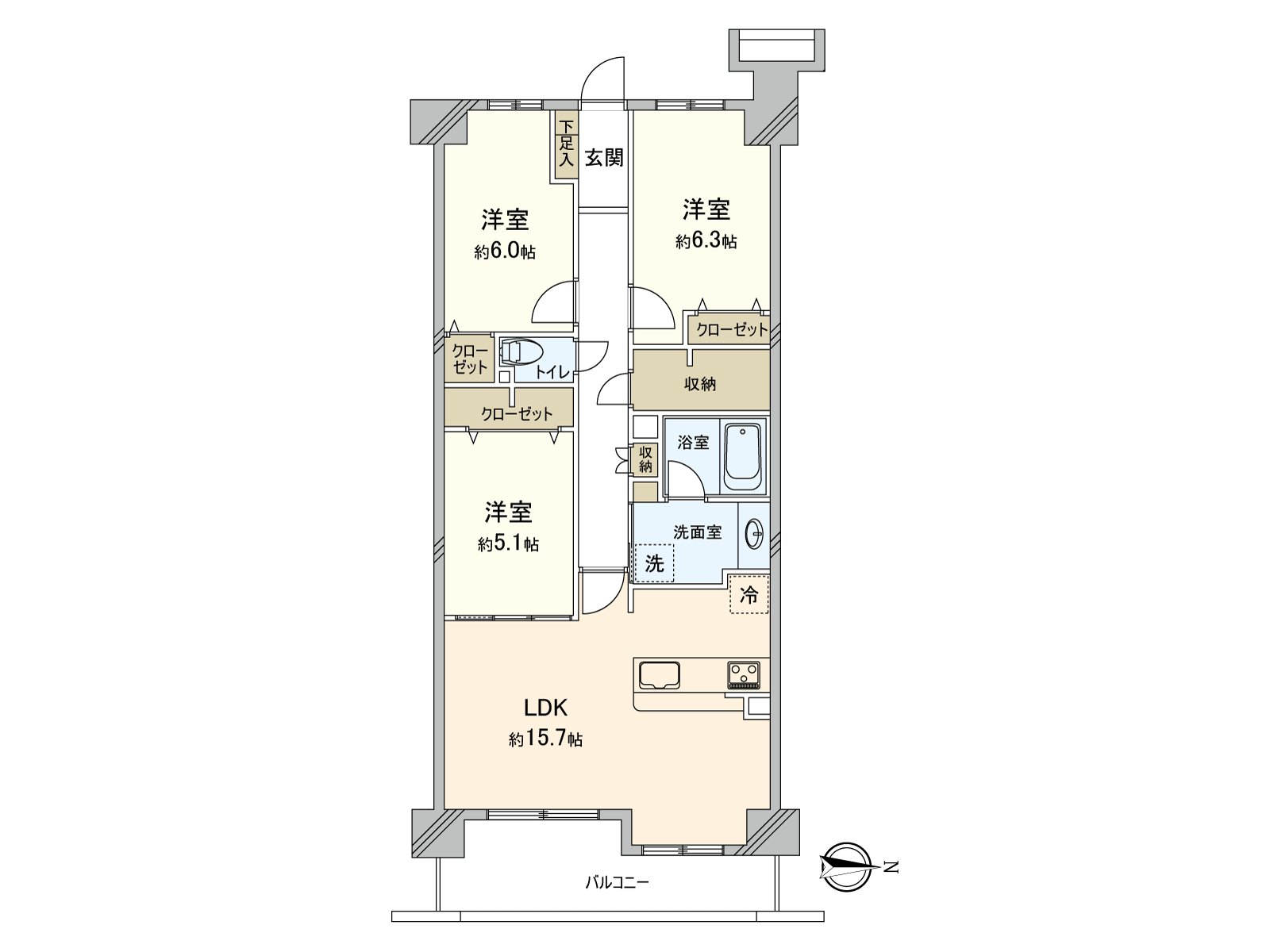 实际使用面积：80.00平米/房型：3LDK
