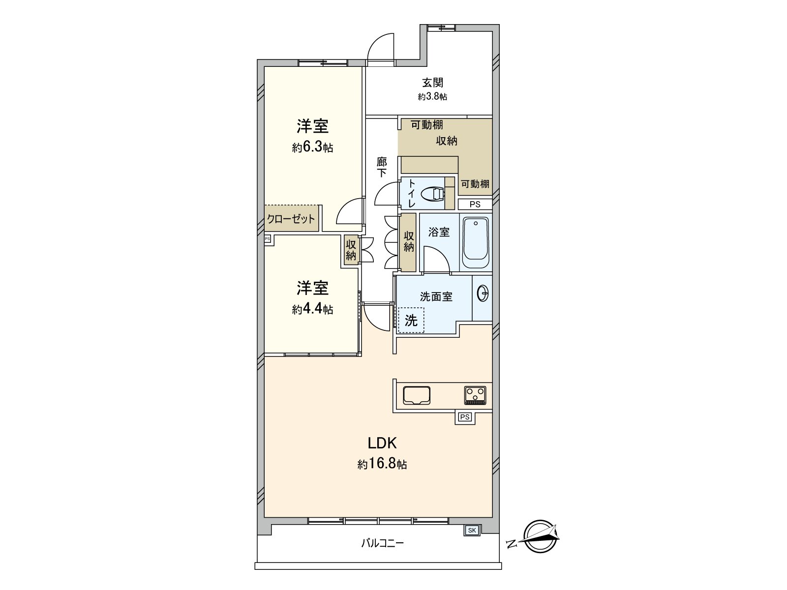 Exclusive area: 72.41 square meters/ken collecting: 2SLDK