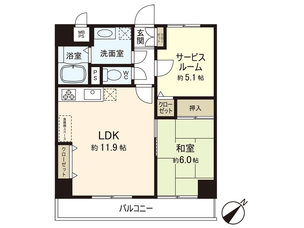 私人使用面積52.5平方公尺的2LDK的住在。