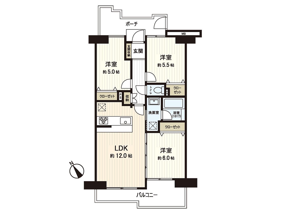 是8楼65.17平米，3LDK的翻新Mansion。