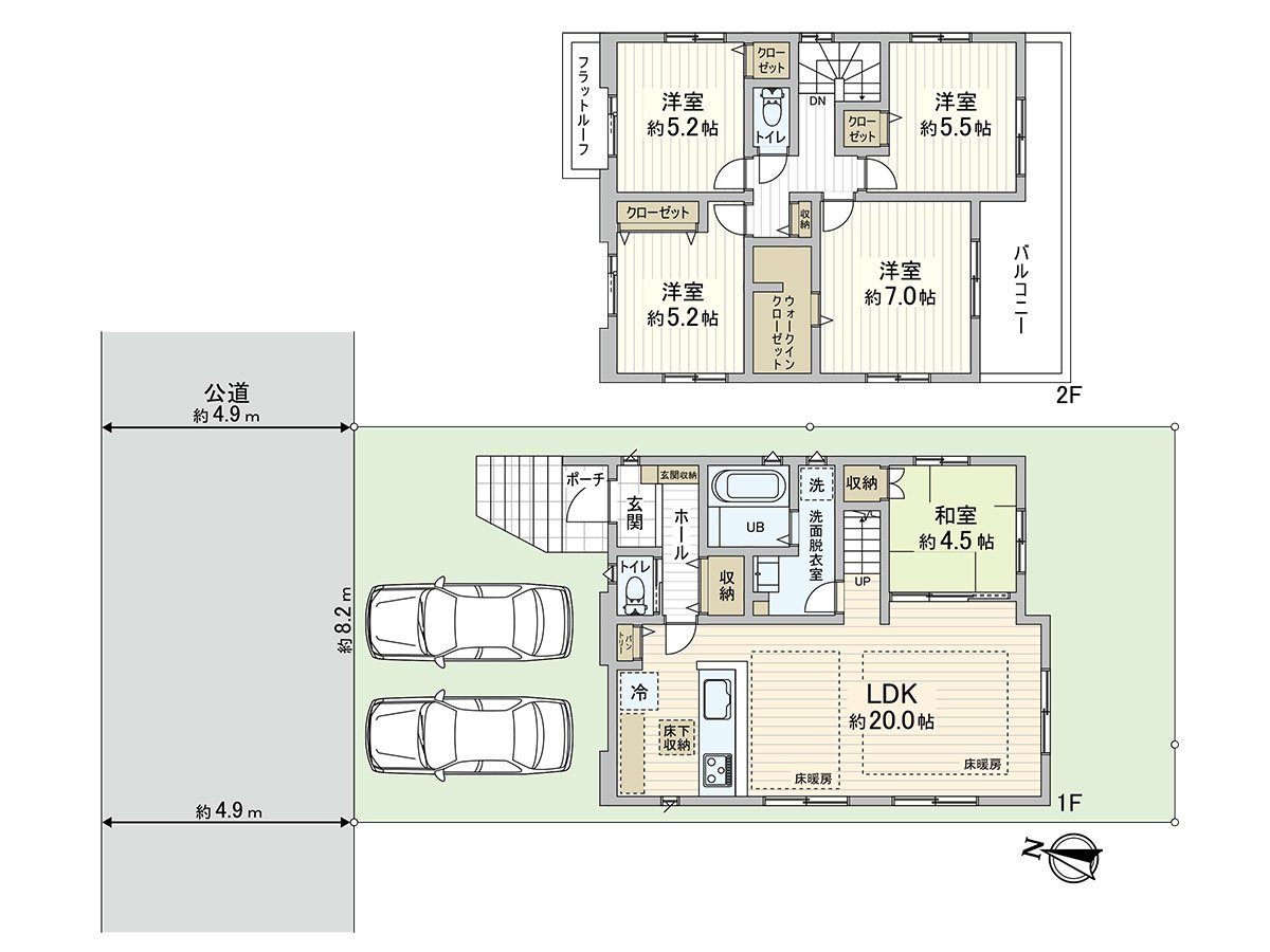 A building: The 1st 57.55 square meters 2nd floor 52.58 square meters car space for two (Depending on car type)