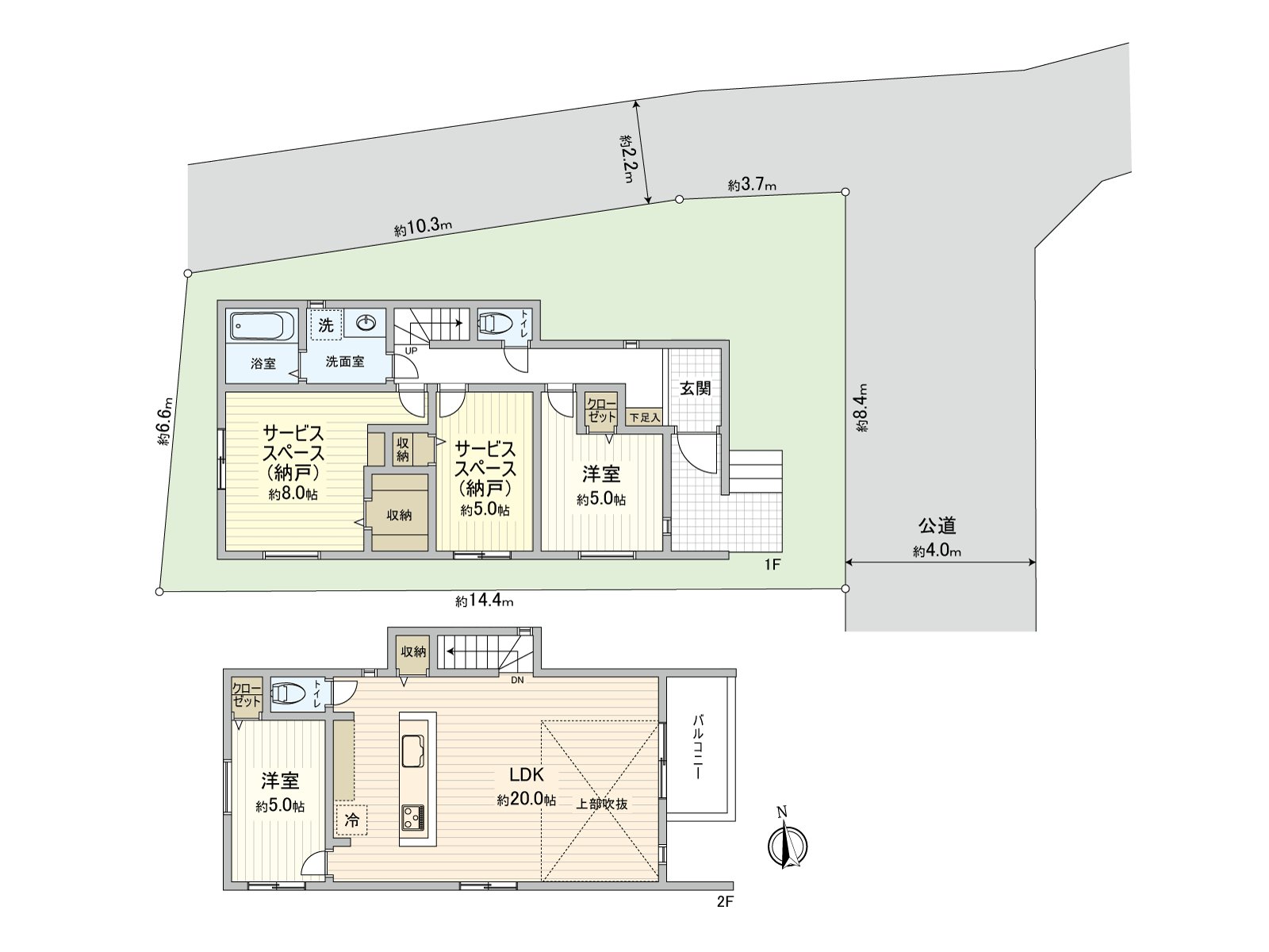Land area: 108.79 square meters/total floor area: 100.4 square meters/ken collecting: 2LDK+2S