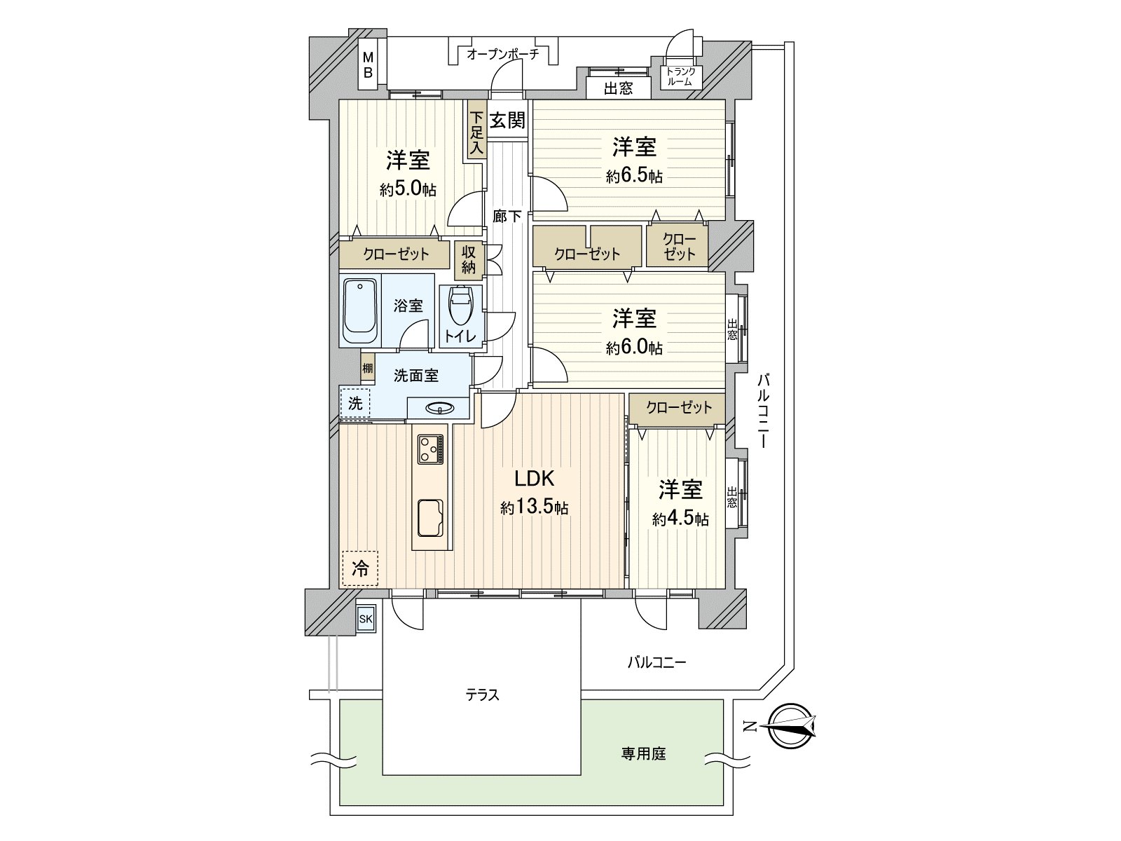 Exclusive area: 80.90 square meters/ken collecting: 4LDK
