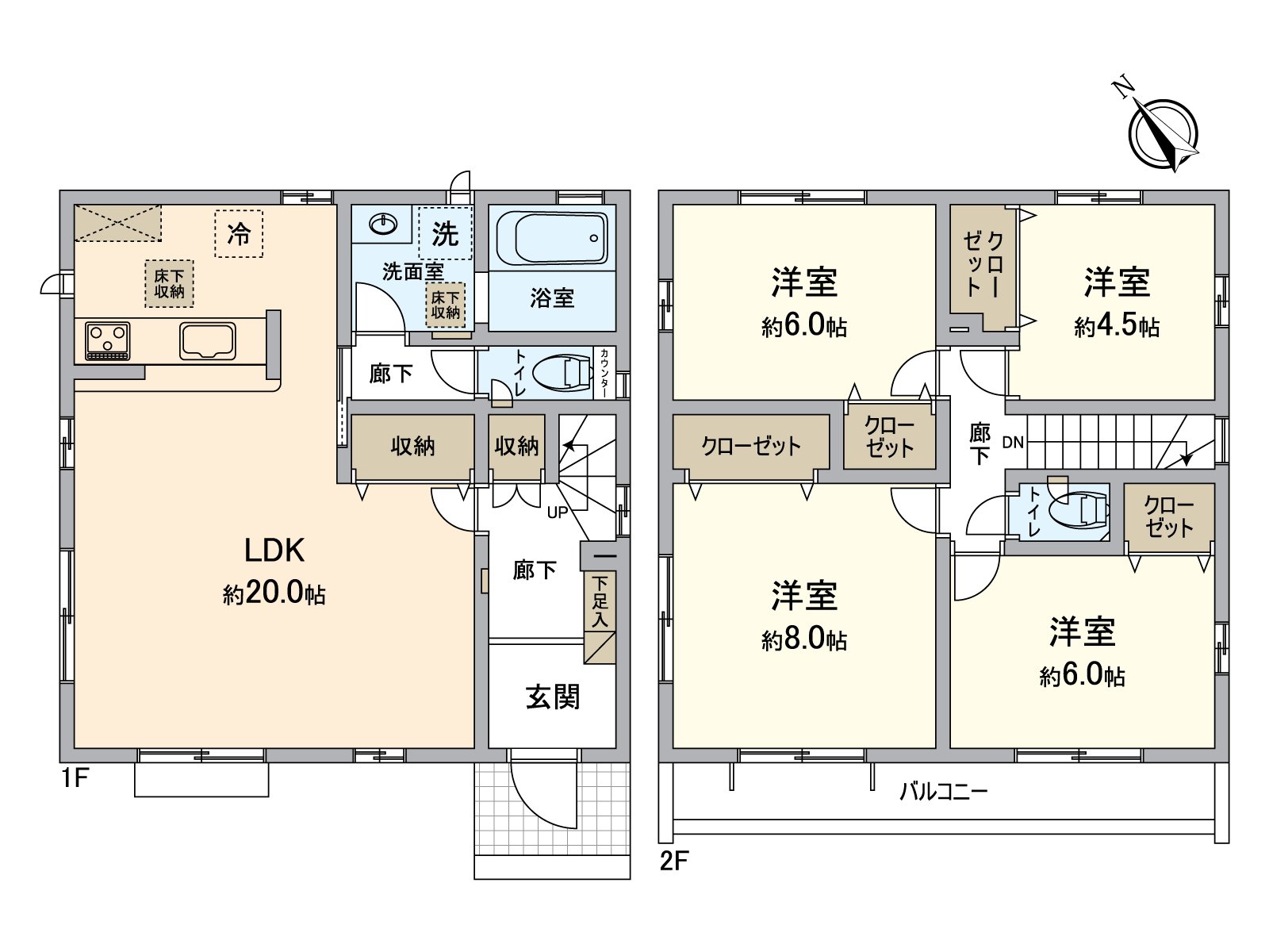 約103.68平方公尺的新建房屋4LDK(有汽車空間1台分鐘)