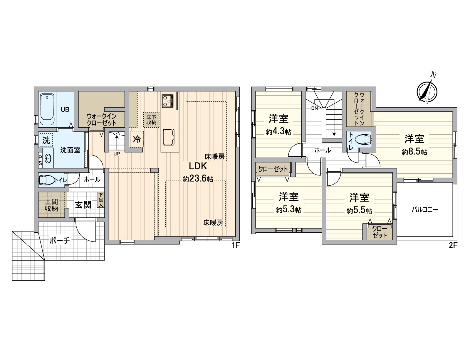 土地面积219.19平米、建筑面积108.81平米的4LDK新房住宅