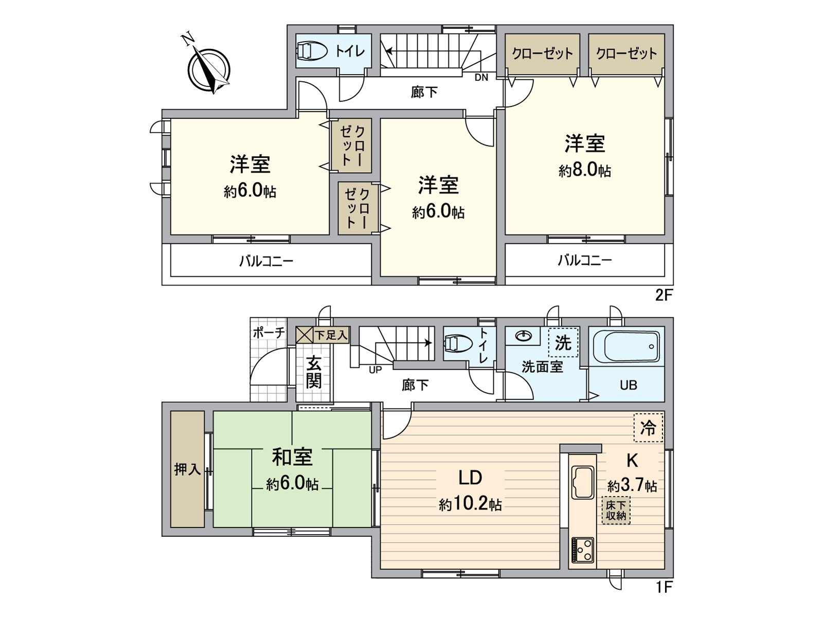 房型在4LDK和近邻变成有许多需要的尺寸。