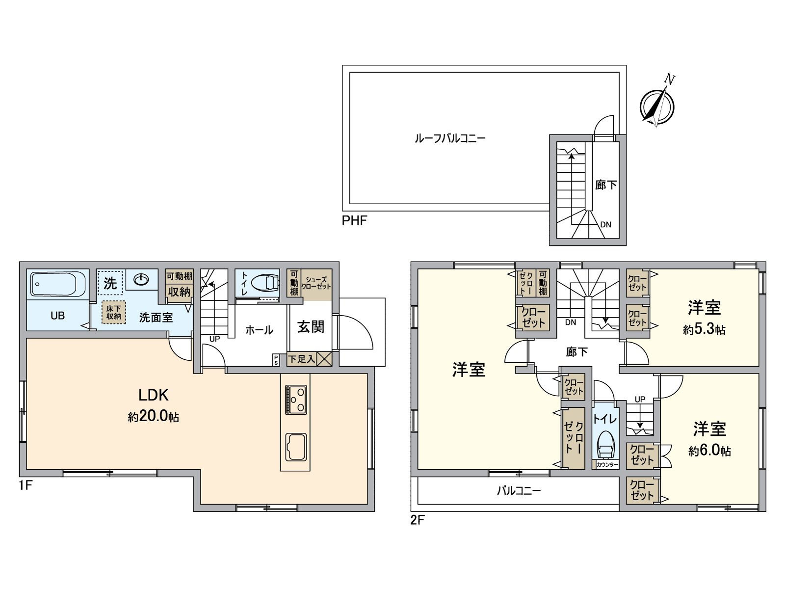 用地面积165.43平米，建筑面积109.29平米的3LDK+屋顶阳台