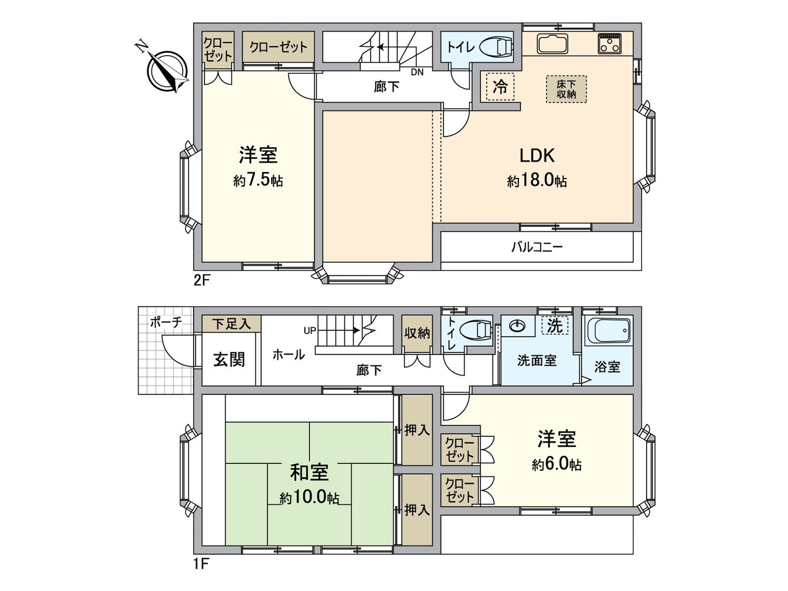 土地面積約134.88平方公尺，建築面積約104.5平方公尺的3LDK
