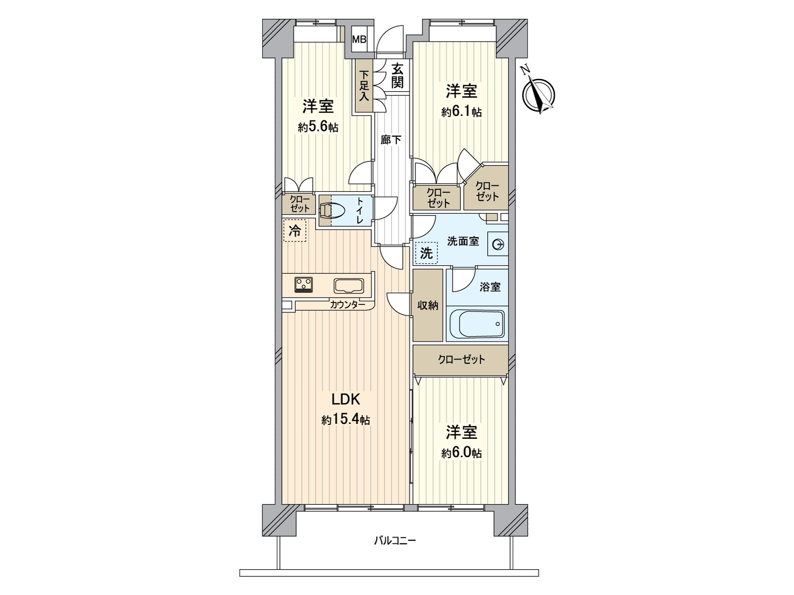 私人使用面積75.63平方公尺3LDK