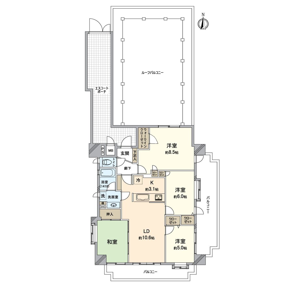 私人使用面積82.72平方公尺的4LDK