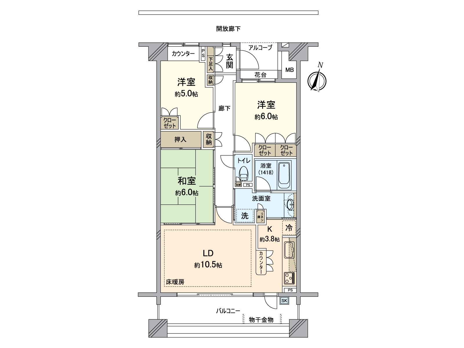 Layout is 3LDK. It becomes the Plan for families