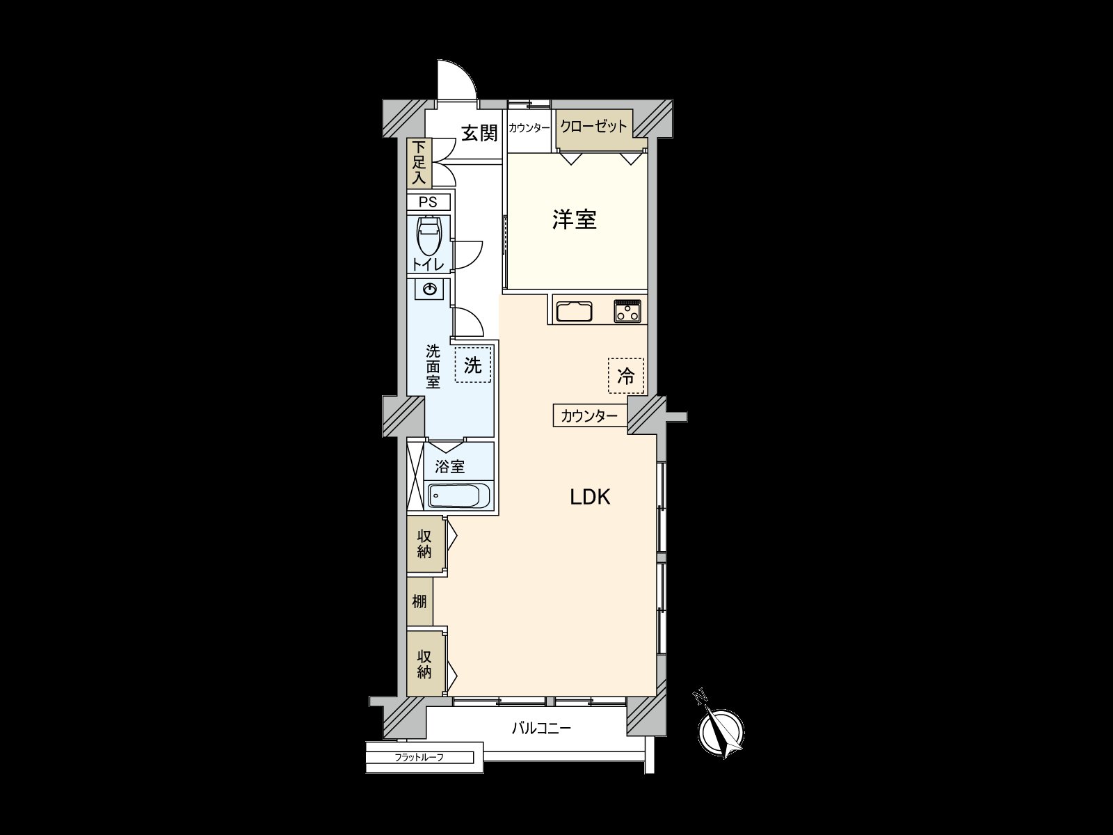 1LDK，价格3580万日元，实际使用面积51.01平米