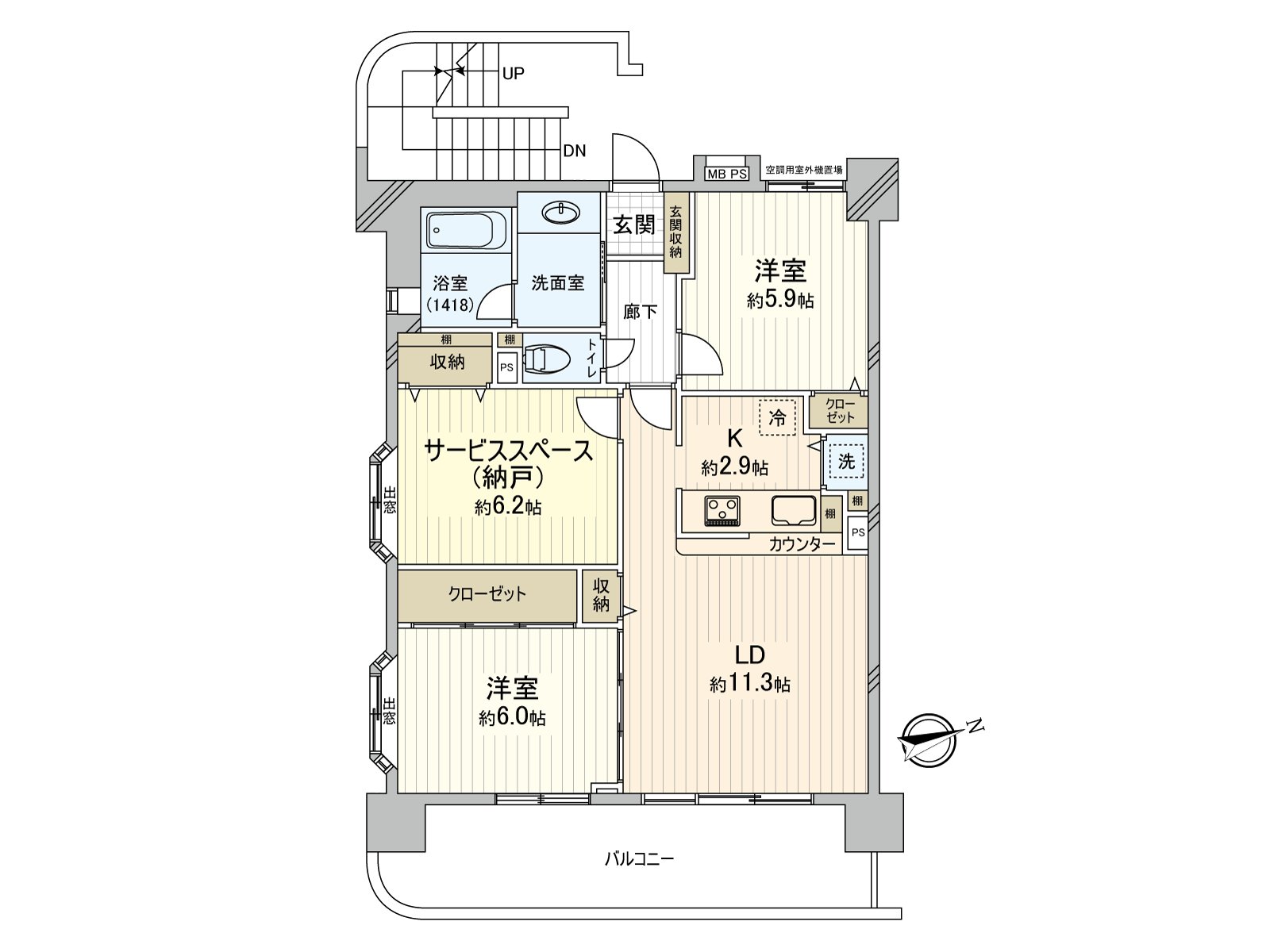 面向東南的邊間，私人使用面積72.20平方公尺