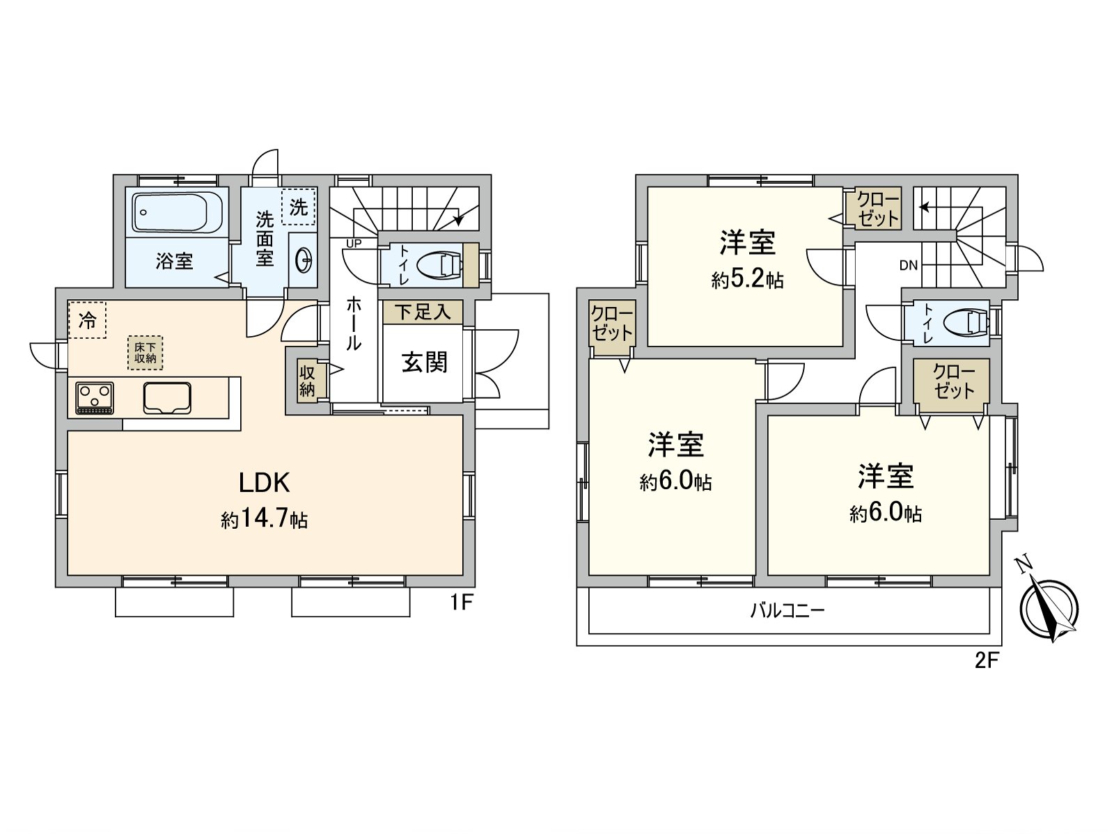 土地面积99.16平米(约29.99坪)，建筑面积78.66平米(约23.79坪)，3LDK。阳光在南西阳台良好。