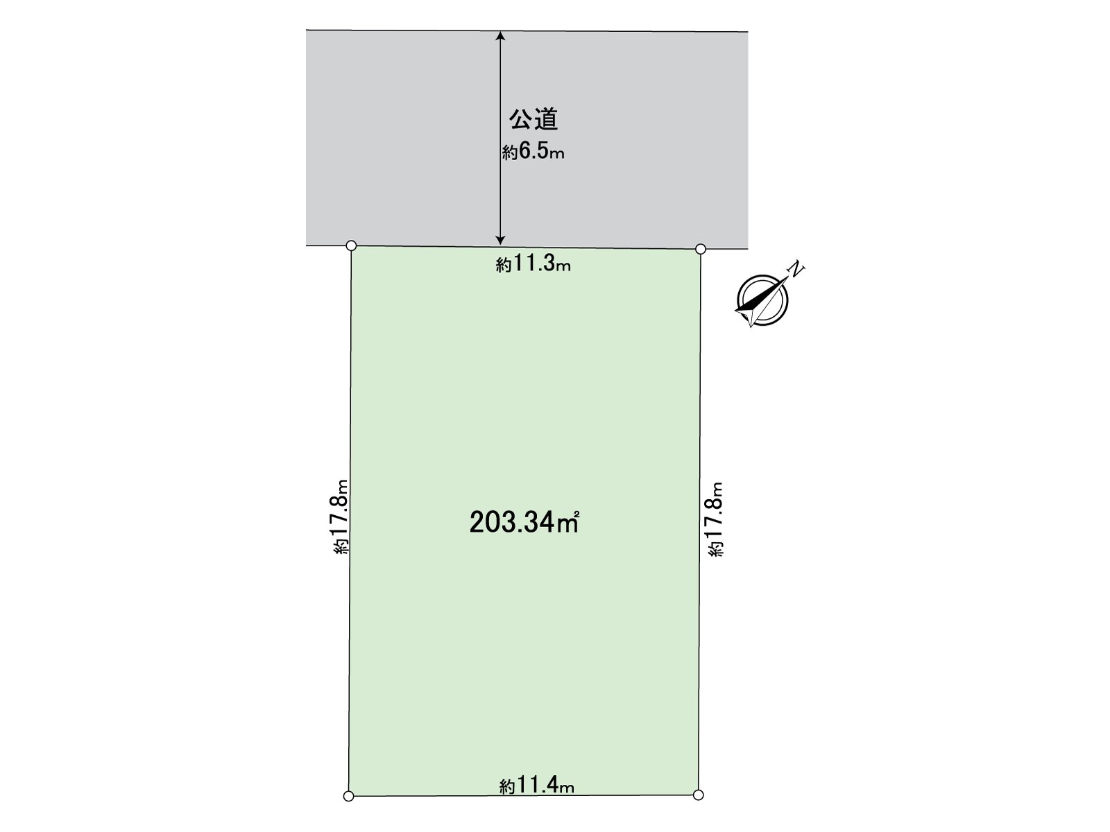 土地面積：203.34平方公尺(約61.51坪)