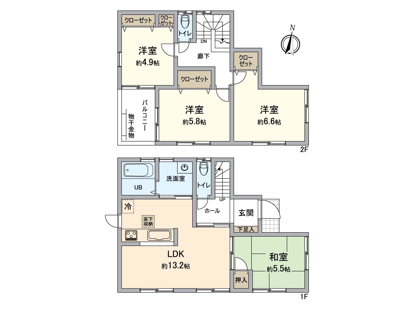 4LDK(全居室南侧有窗)