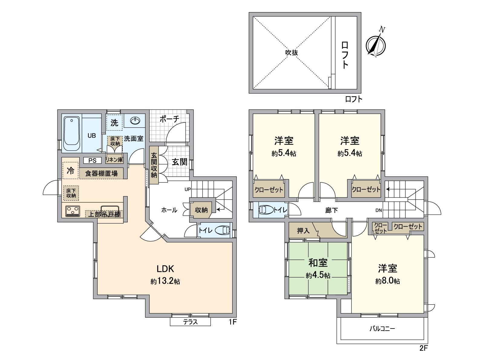 對4LDK的房型客廳·餐廳有地板暖氣。在開放式廚房全居室有收納。