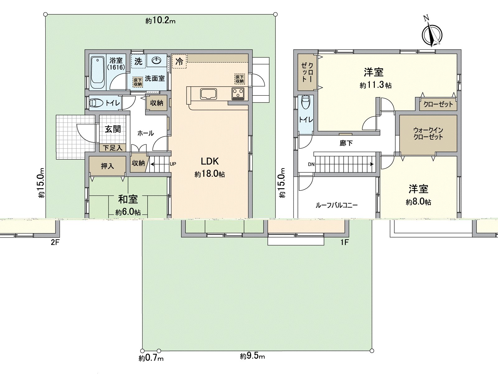 用地面积：有约18.0张塌塌米154.10平米(约46.61坪)LDK