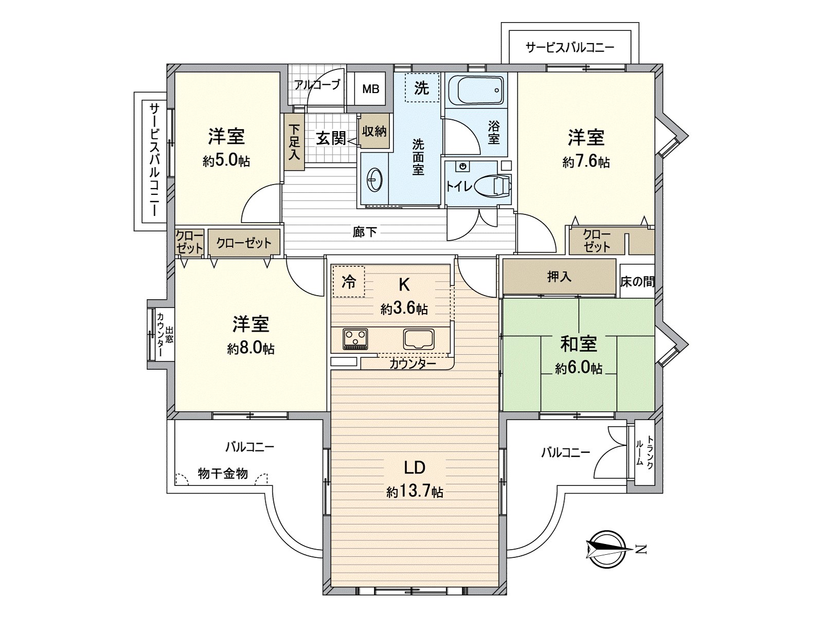 4LDK of 99.51 square meters of floor plan