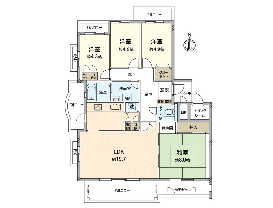 房型图约101平米4LDK的房型