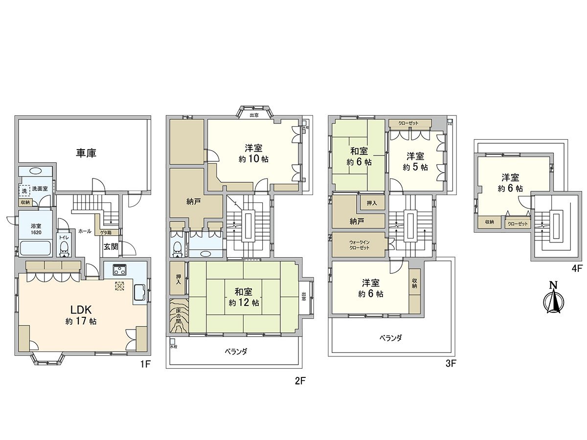 建築面積236.85平方公尺(約71.64坪)6LDK的房型
