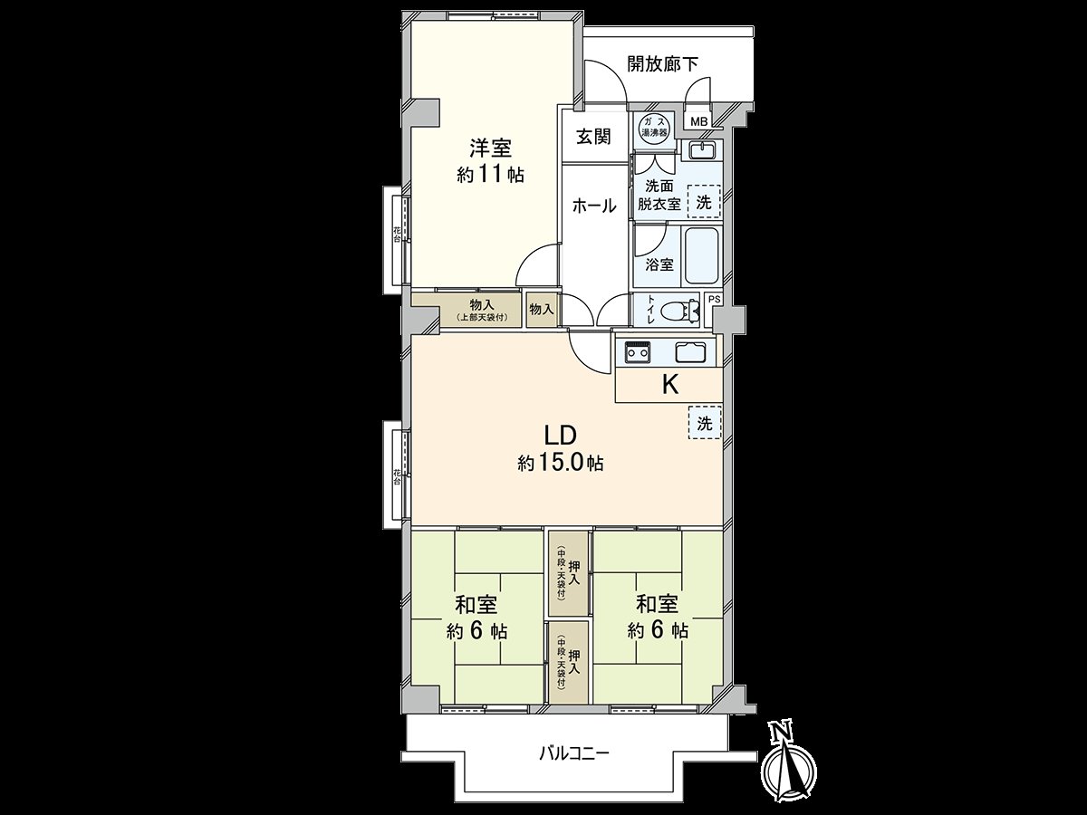 实际使用面积86.25平米房型：3LDK
